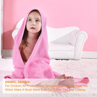 MICHLEY Baby Pink Monster Hooded Bathrobe Soft Cotton Towel Robe