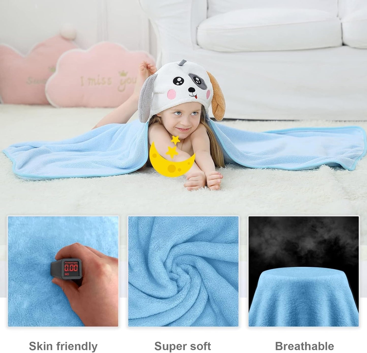 MICHLEY Dog Hooded Baby Towel Soft Cotton Swim Bathrobe 31.5"x53"