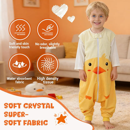 MICHLEY Baby Yellow Duck Sleeping Sack with Feet Wearable Blanket