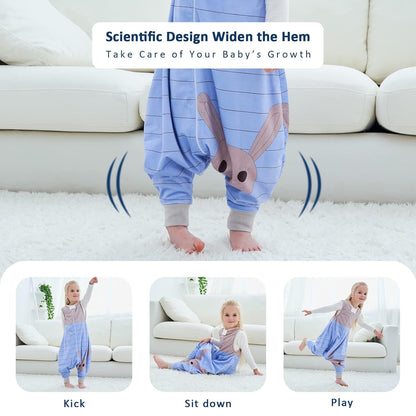 MICHLEY Baby Blue Striped Rabbit Sleeping Sack with Feet Sleeveless Wearable Blanket