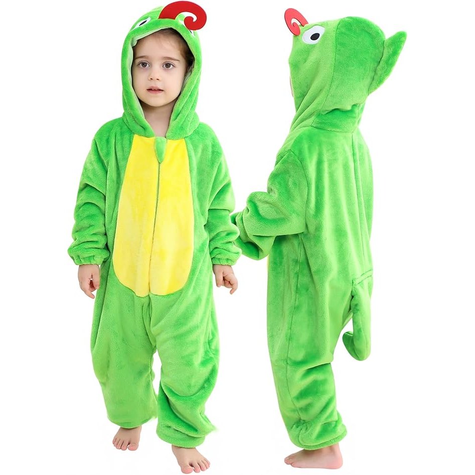MICHLEY Baby Chameleon Hooded Romper Flannel Animal Costume