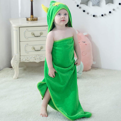MICHLEY Green Dinosaur Baby Hooded Bath Towel Soft Beach Swimming Robe