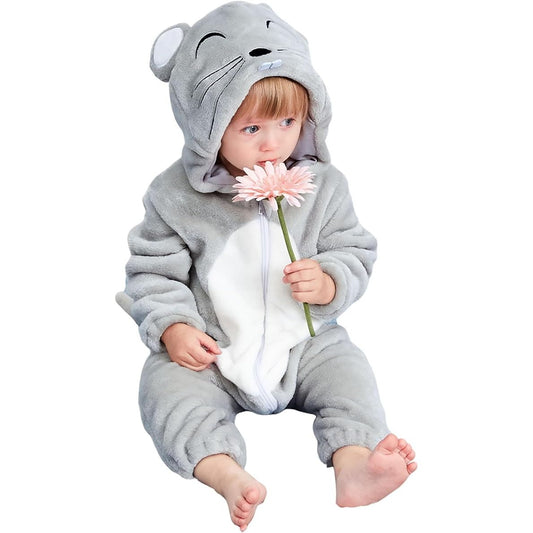 MICHLEY Baby Mouse Costume | Classic Flannel Animal Romper & Onesie