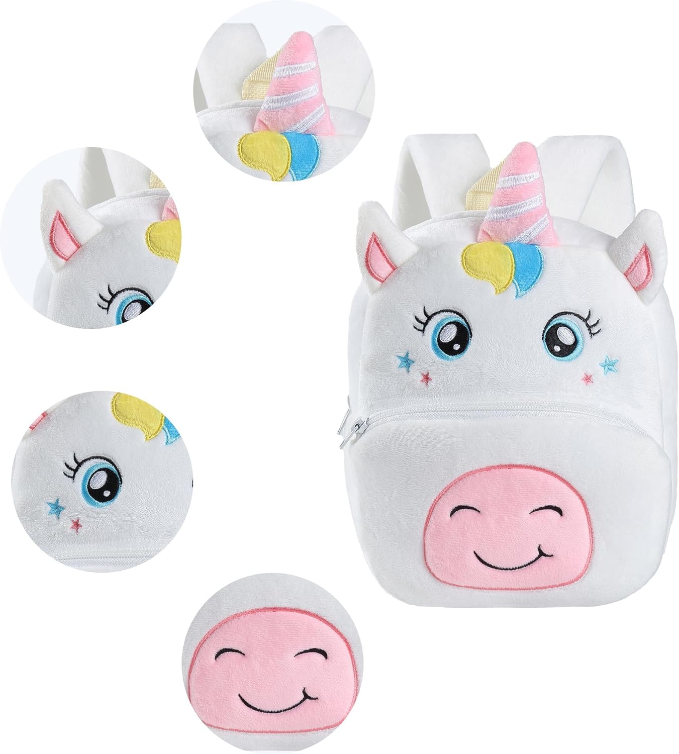 MICHLEY Kids Cute White Unicorn Animal Backpack Mini Daycare Travel Bag