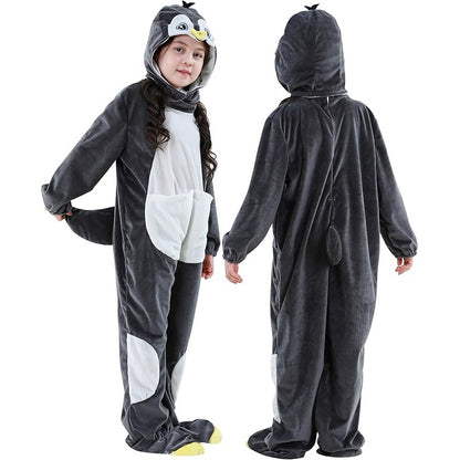 MICHLEY Kids Penguin Animal Cosplay Costume Soft Flannel Romper