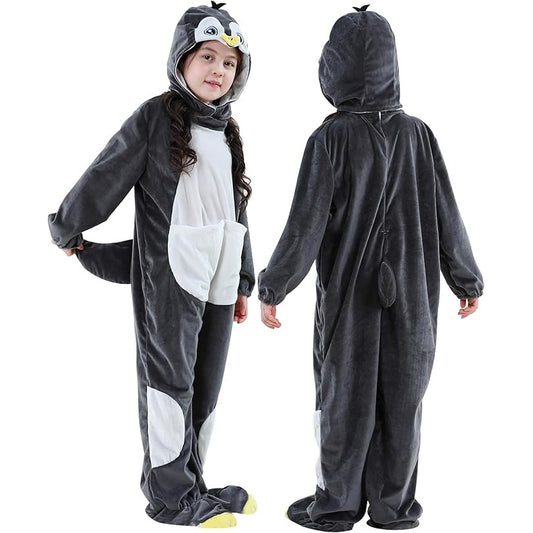 MICHLEY Kids Penguin Animal Cosplay Costume Soft Flannel Romper