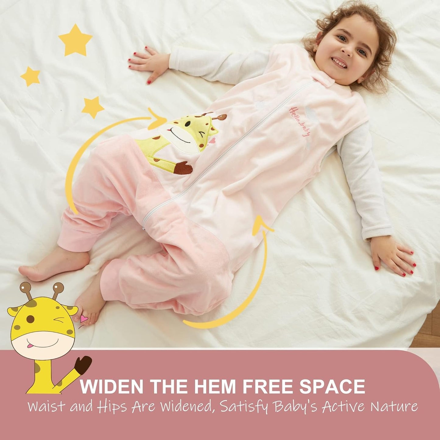 MICHLEY Pink Giraffe Toddler Sleeveless Sleeping Bag Winter Polyester Wearable Blanket