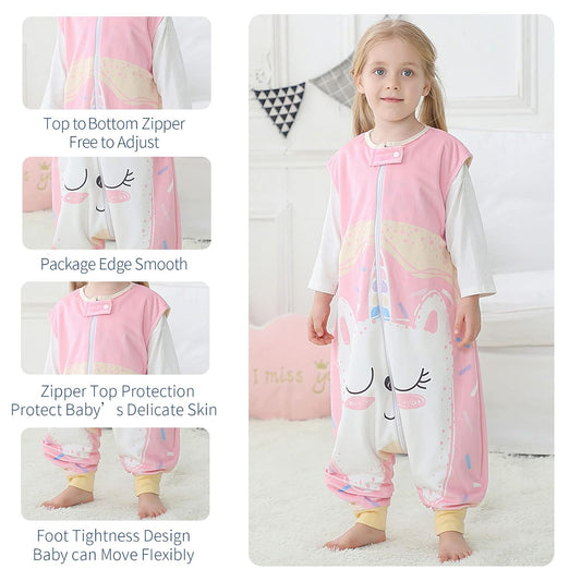 MICHLEY Baby Pink Unicorn Sleeping Sack with Feet Wearable Blanket