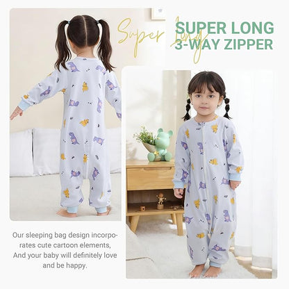 MICHLEY Purple Dinosaur Toddler Long Sleeve Cotton Sleeping Bag