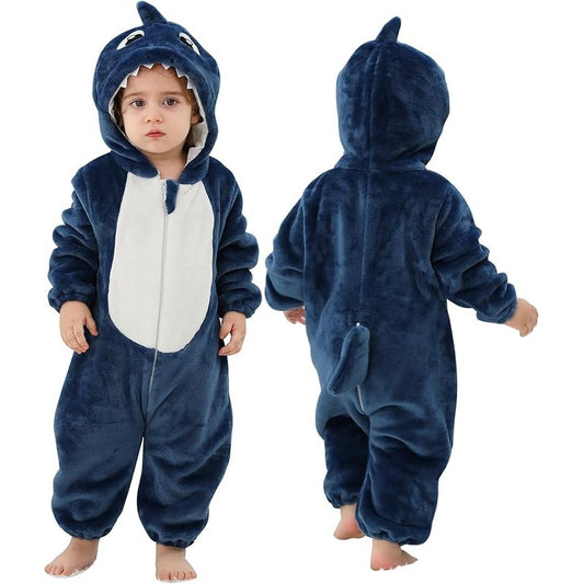 MICHLEY Shark Hooded Romper Flannel Animal Costume