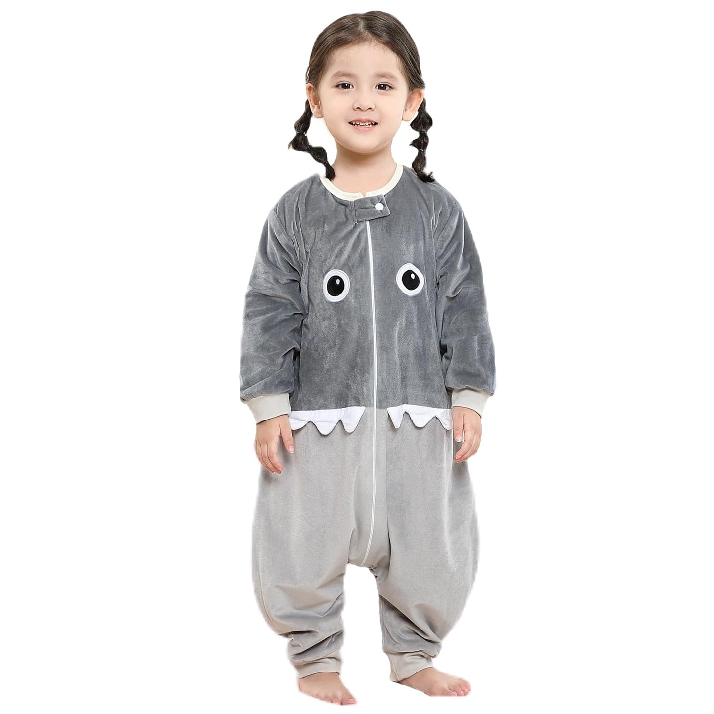 MICHLEY Baby Grey Cartoon Eyes Sleeping Sack with Feet Wearable Blanket