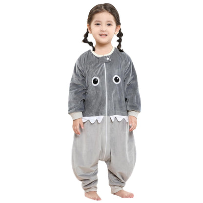 MICHLEY Baby Grey Cartoon Eyes Sleeping Sack with Feet Wearable Blanket