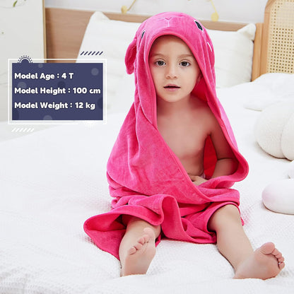 MICHLEY Baby Rose Pink Bunny Hooded Bathrobe Soft Cotton Towel Robe