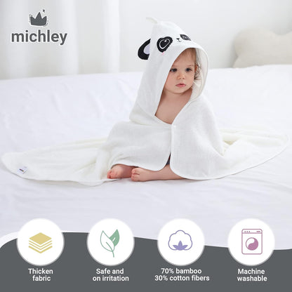 MICHLEY Panda Bamboo Viscose Baby Hooded Towel Ultra-Soft