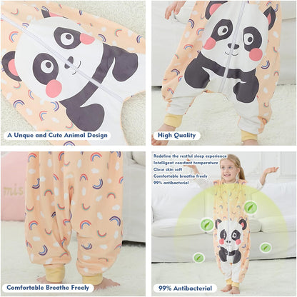 MICHLEY Baby Rainbow Panda Sleeping Sack with Feet Sleeveless Wearable Blanket