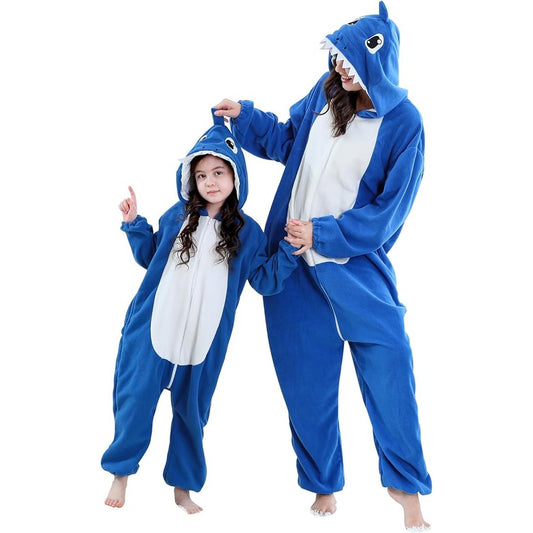 MICHLEY Blue Shark One-Piece Pajamas Soft Polar Fleece Cosplay Costume