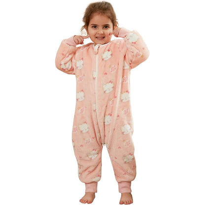 MICHLEY Kids Cat Sleep Sack – Flannel Kitten Pajamas with Legs