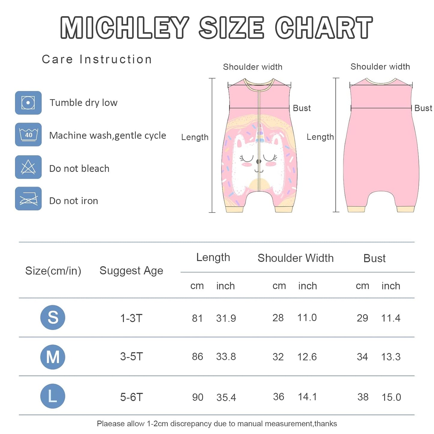 MICHLEY Baby Pink Unicorn Sleeping Sack with Feet Wearable Blanket