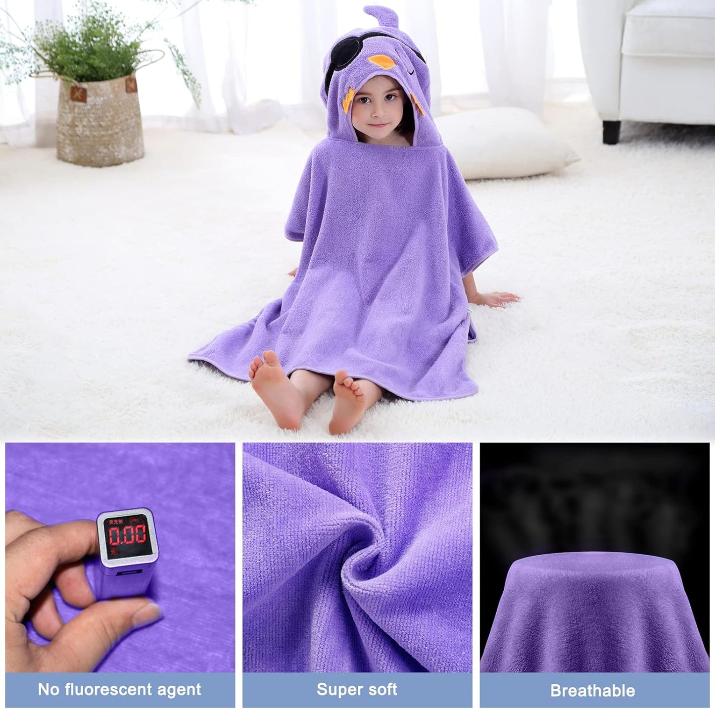 MICHLEY Baby Pirate Bird Hooded Bath Poncho Soft Cotton Towel Cape