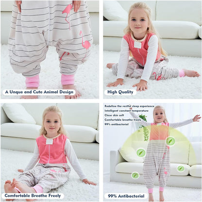 MICHLEY Baby Flamingo Sleeping Sack with Feet Sleeveless Wearable Blanket