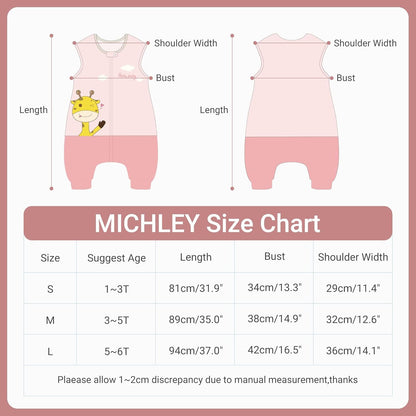 MICHLEY Pink Giraffe Toddler Sleeveless Sleeping Bag Winter Polyester Wearable Blanket