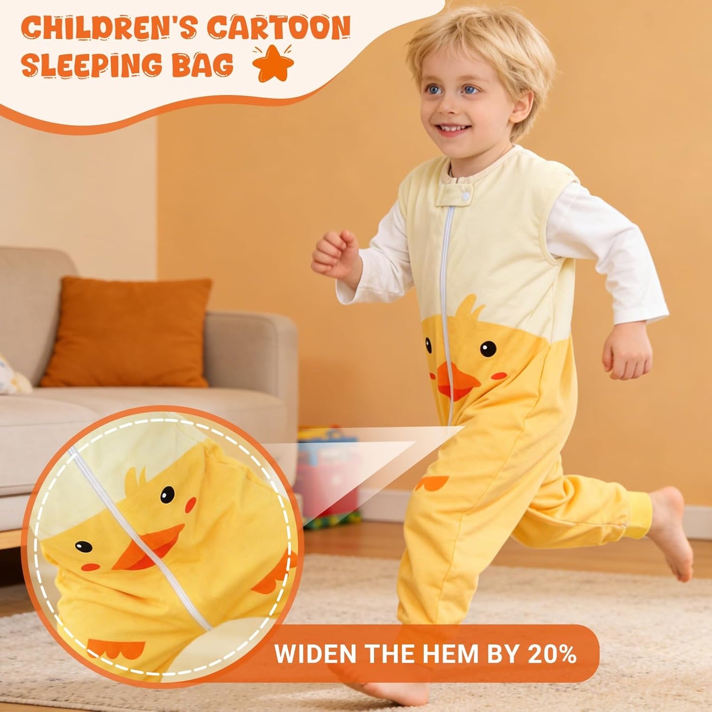 MICHLEY Baby Yellow Duck Sleeping Sack with Feet Wearable Blanket