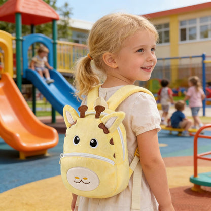 MICHLEY Kids Giraffe Plush Animal Backpack Soft Kindergarten School Bag