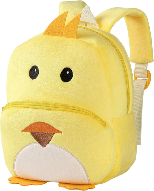 MICHLEY Kids Yellow Duck Plush Animal Backpack Soft Kindergarten School Bag