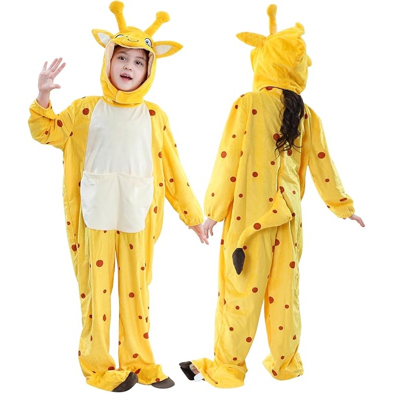 MICHLEY Kids Giraffe Animal Cosplay Costume Soft Flannel Romper