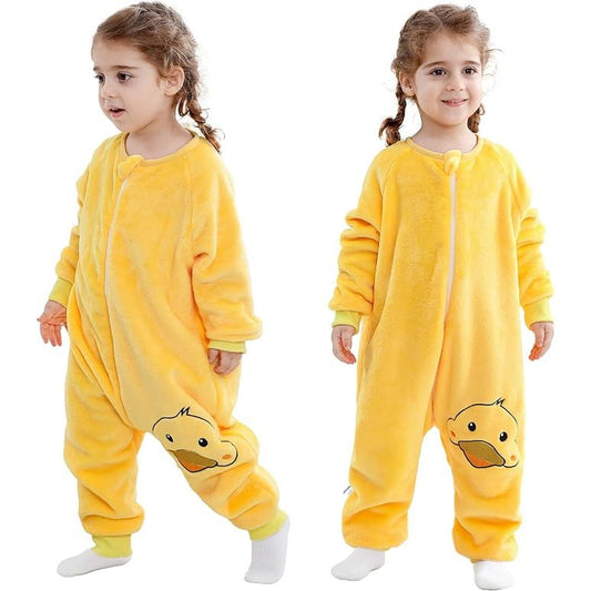 MICHLEY Yellow Duckling Toddler Flannel Sleep Sack with Feet