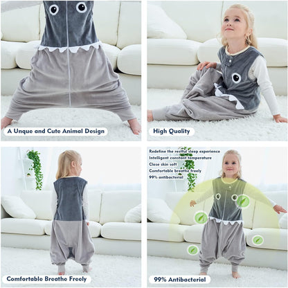 MICHLEY Baby Grey Cartoon Eyes Sleeping Sack with Feet Wearable Blanket