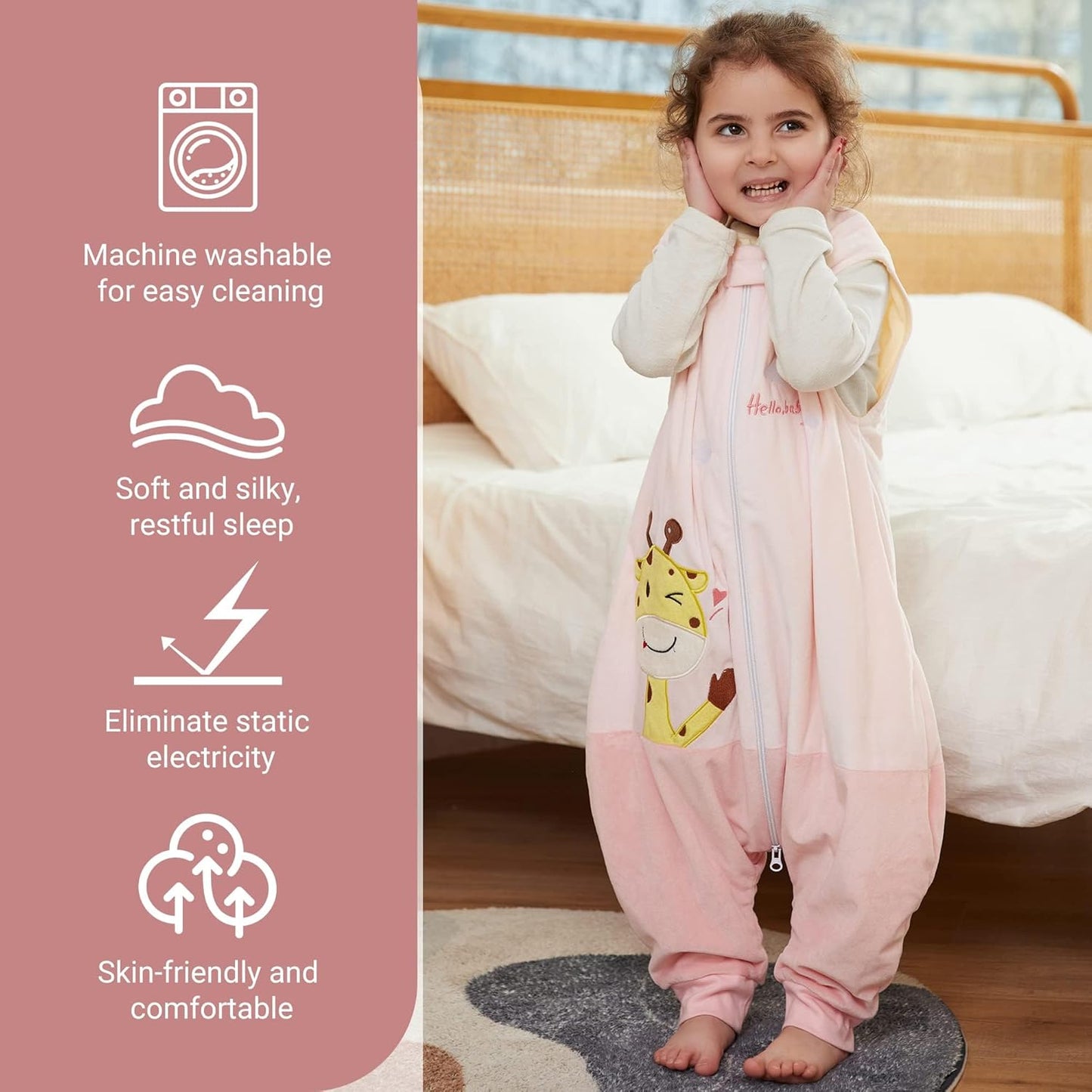MICHLEY Pink Giraffe Toddler Sleeveless Sleeping Bag Winter Polyester Wearable Blanket