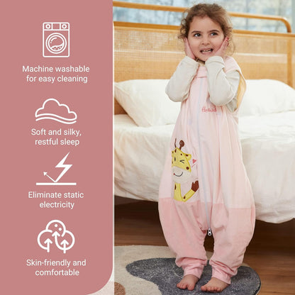 MICHLEY Pink Giraffe Toddler Sleeveless Sleeping Bag Winter Polyester Wearable Blanket