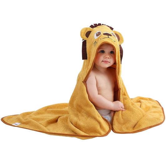 MICHLEY Lion Bamboo Viscose Baby Hooded Towel Ultra-Soft