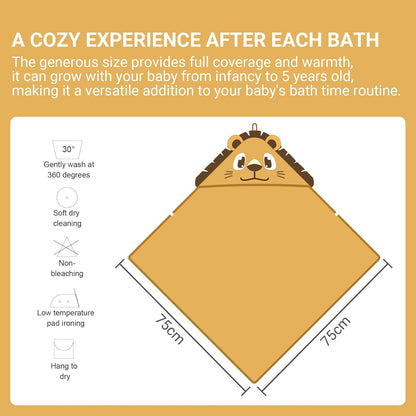MICHLEY Lion Bamboo Viscose Baby Hooded Towel Ultra-Soft