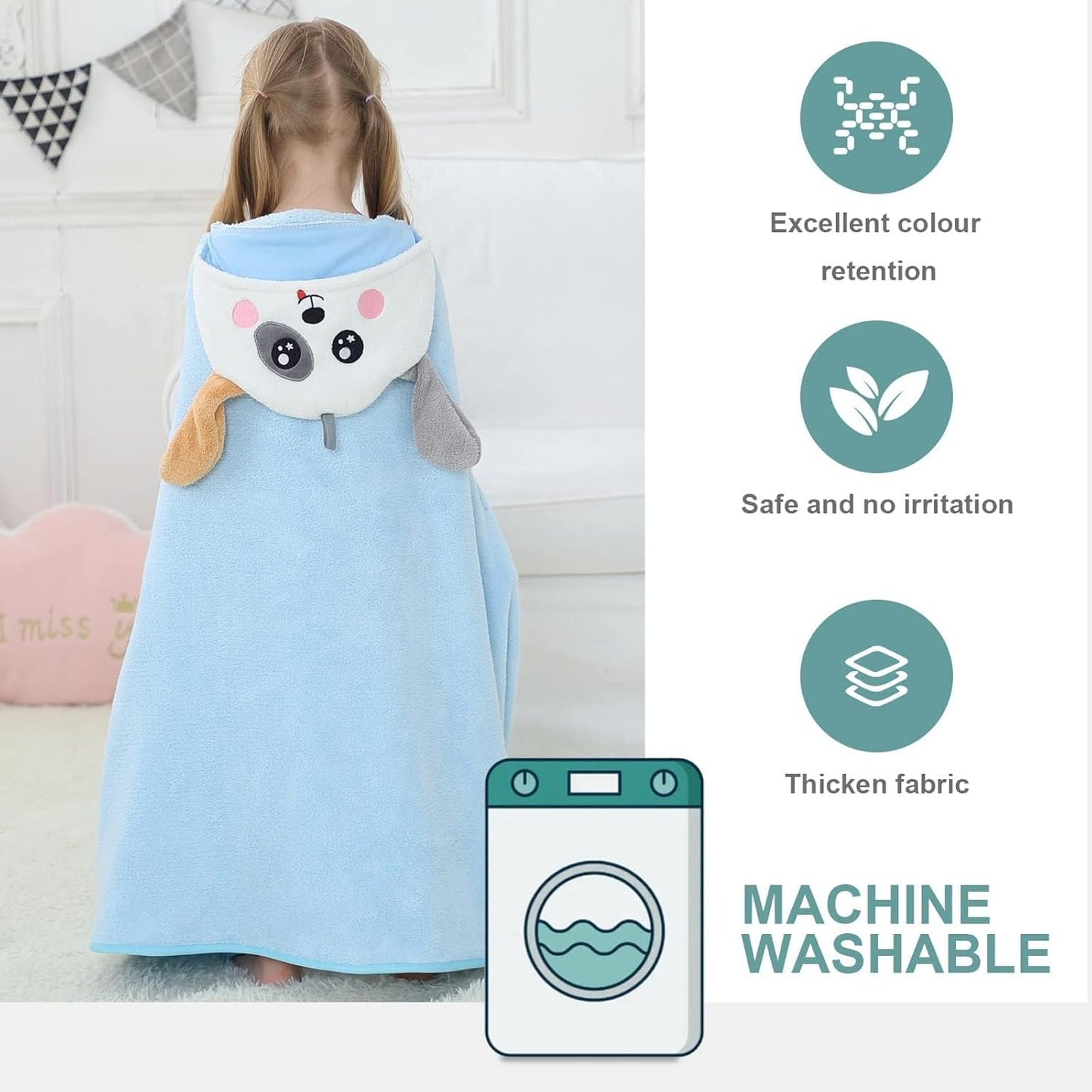 MICHLEY Dog Hooded Baby Towel Soft Cotton Swim Bathrobe 31.5"x53"