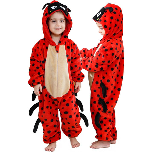 MICHLEY Baby Ladybug Hooded Romper Flannel Animal Costume