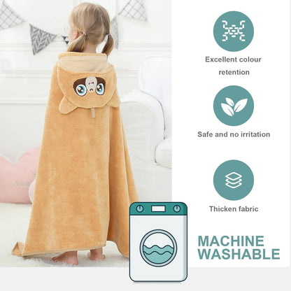 MICHLEY Large Raccoon Hooded Baby Towel Kids Swim Robe 31.5"x53"