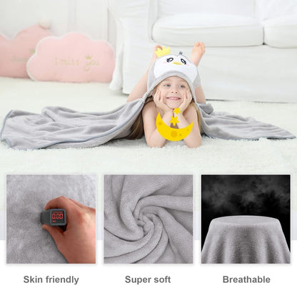 MICHLEY Penguin Hooded Baby Towel Soft Cotton Kids Swim Robe 31.5"x53"