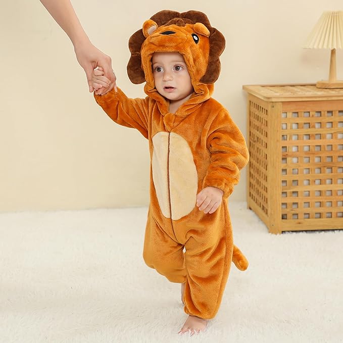 MICHLEY Baby Lion Hooded Romper Infant Toddler Animal Costume Jumpsuit