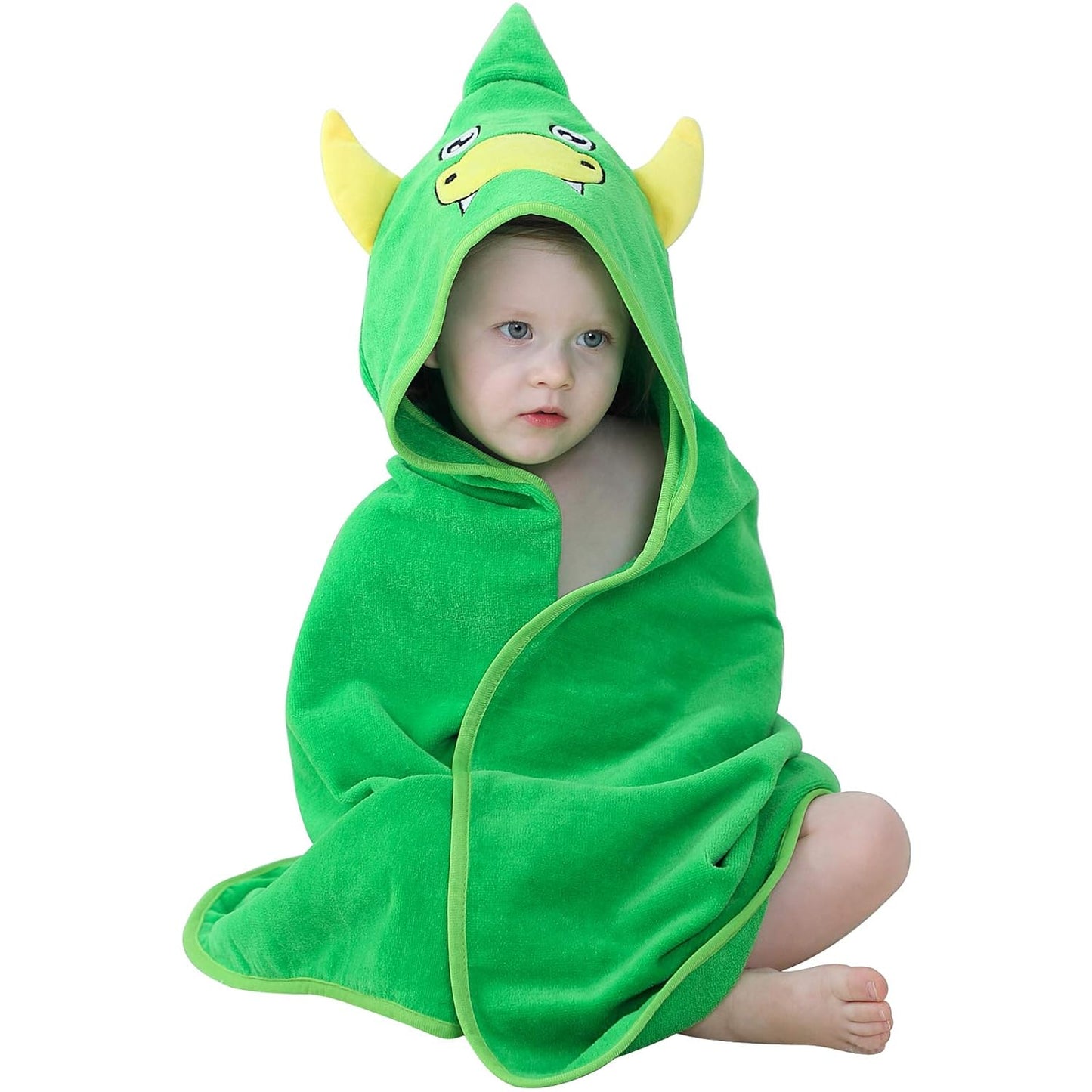 MICHLEY Green Dinosaur Baby Hooded Bath Towel Soft Beach Swimming Robe