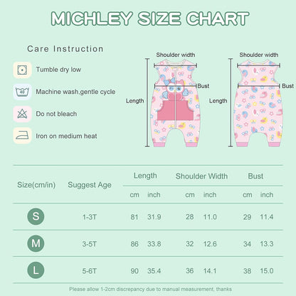 MICHLEY Pink Owl Toddler Wearable Blanket with Feet Winter Sleeveless Sleep Sack