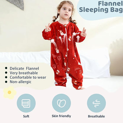 MICHLEY Snowy Red Toddler Flannel Sleeping Sack with Feet