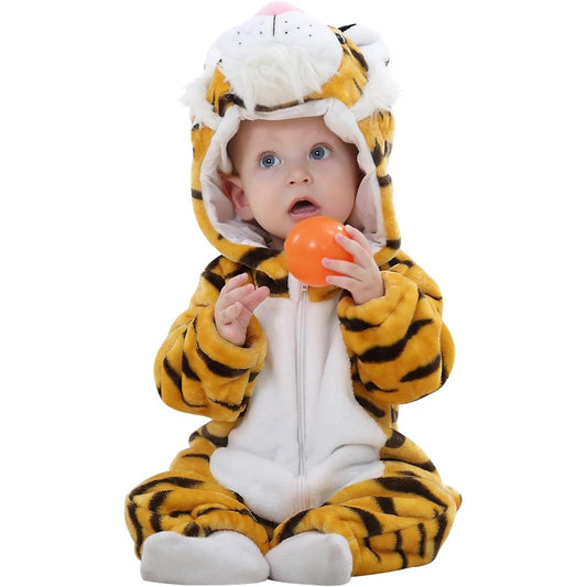 MICHLEY Baby Tiger Costume Romper â Hooded Flannel Animal Jumpsuit
