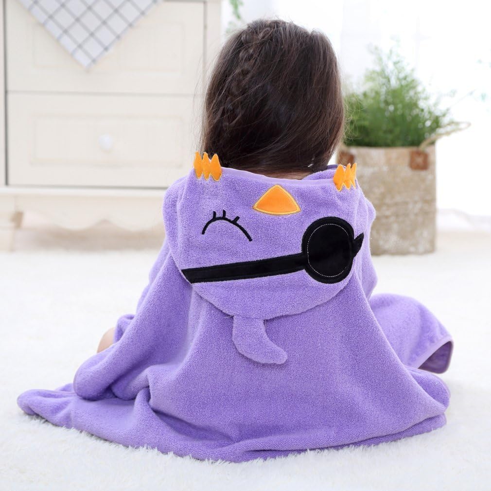 MICHLEY Baby Pirate Bird Hooded Bath Poncho Soft Cotton Towel Cape