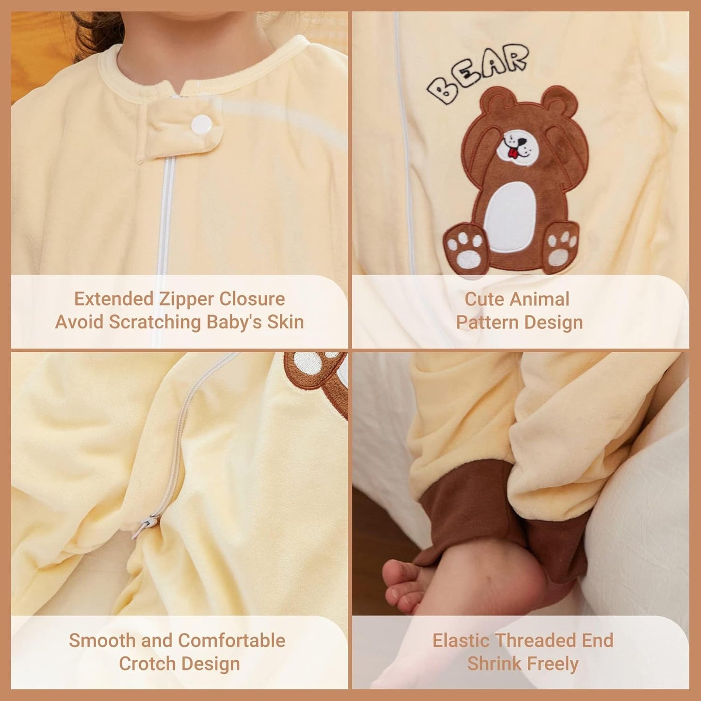 MICHLEY Bear Toddler Sleeveless Sleeping Bag Winter Warm Polyester Wearable Blanket