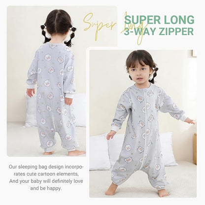 MICHLEY Grey Little Sheep Toddler Long Sleeve Cotton Sleeping Bag
