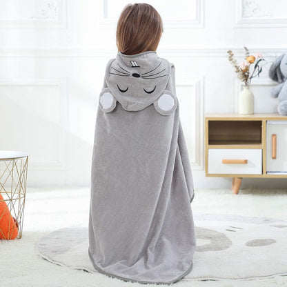 MICHLEY Baby Grey Mouse Hooded Bathrobe Soft Cotton Towel Robe