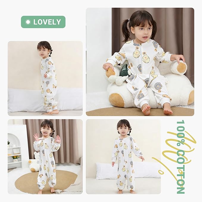 MICHLEY White Bear Toddler Long Sleeve Cotton Sleeping Bag