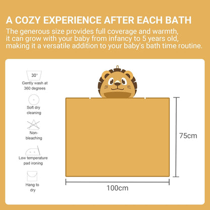 MICHLEY Lion Bamboo Viscose Baby Hooded Towel Ultra-Soft